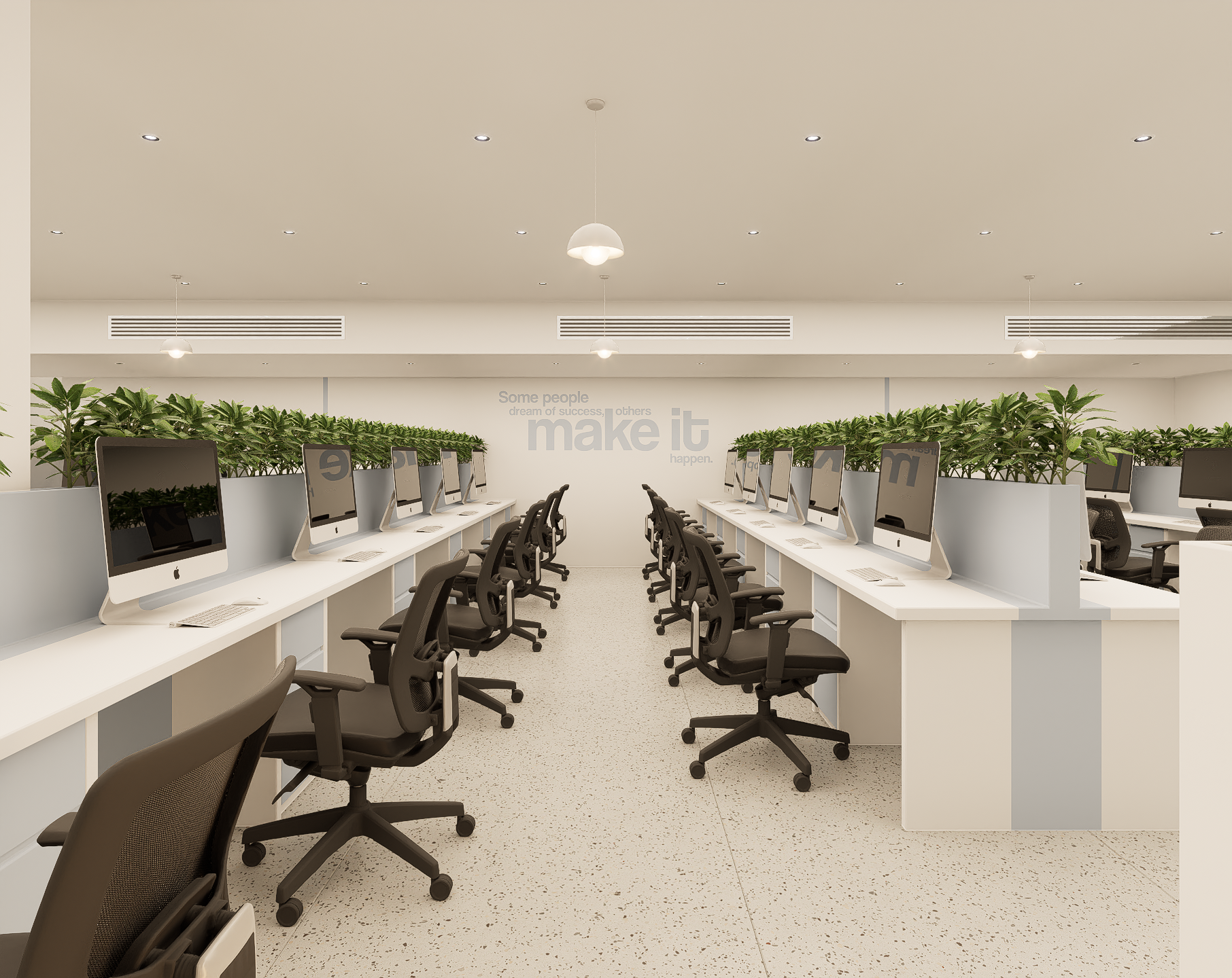 Office rows - Workstation perspective