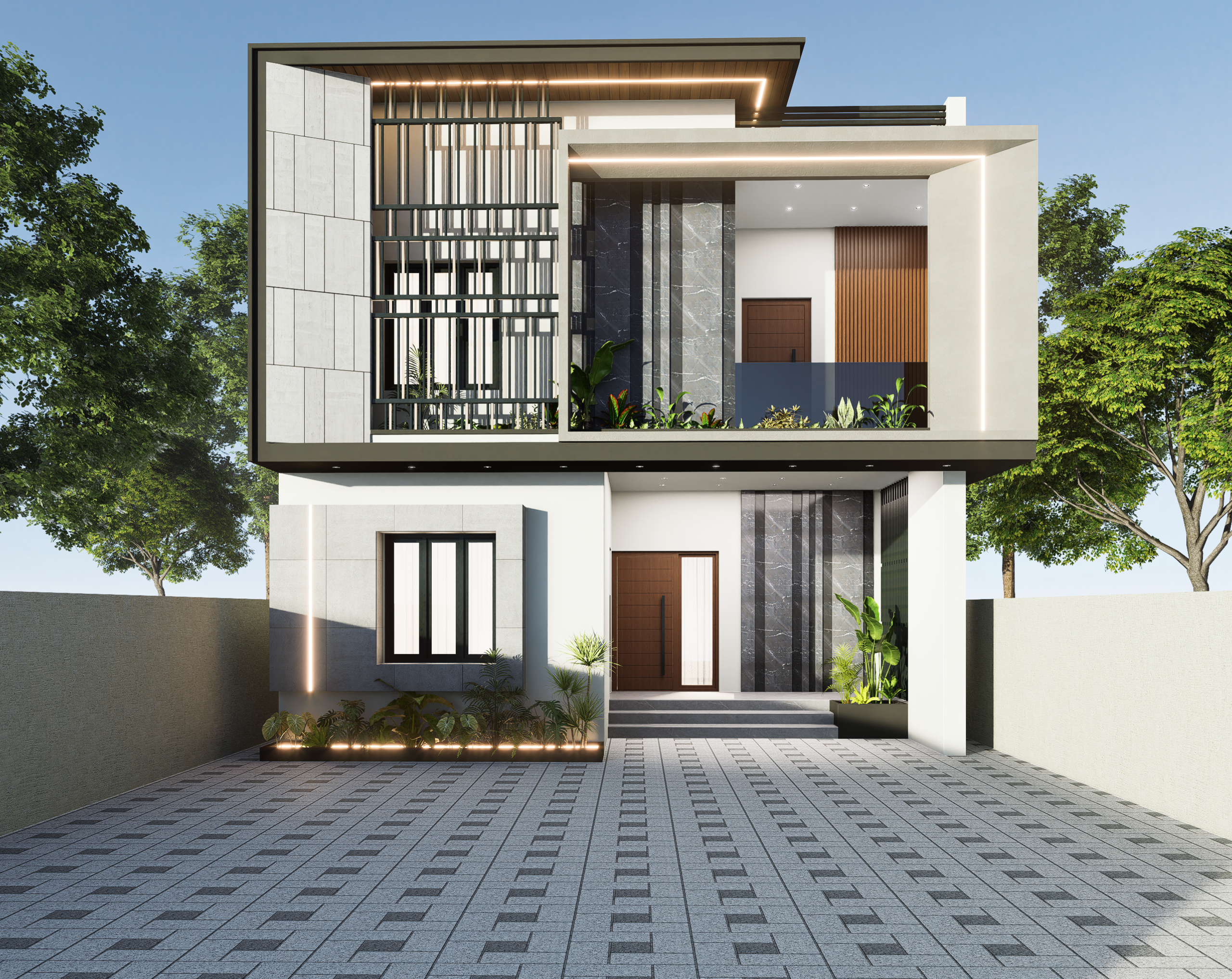 THE MONOCHROME MODERN RESIDENCE - Main Elevation