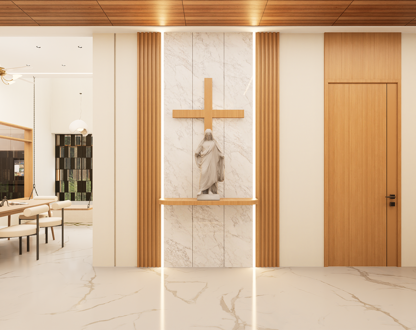Niche details with sculpture